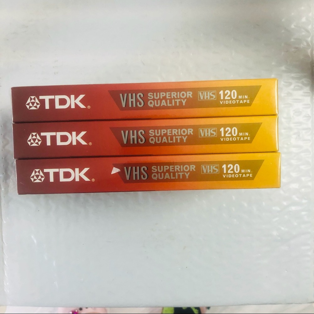 NWT Set of 3 TDK VHS Tapes 120 minute each 6 Hours 2004